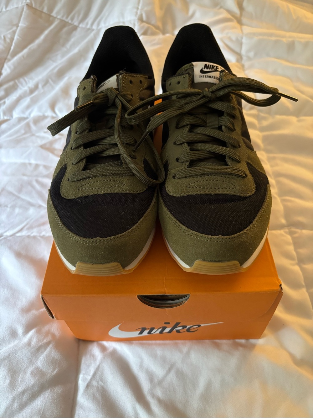 Nike Internationalist Olive Green and Black Low-Top Sneakers